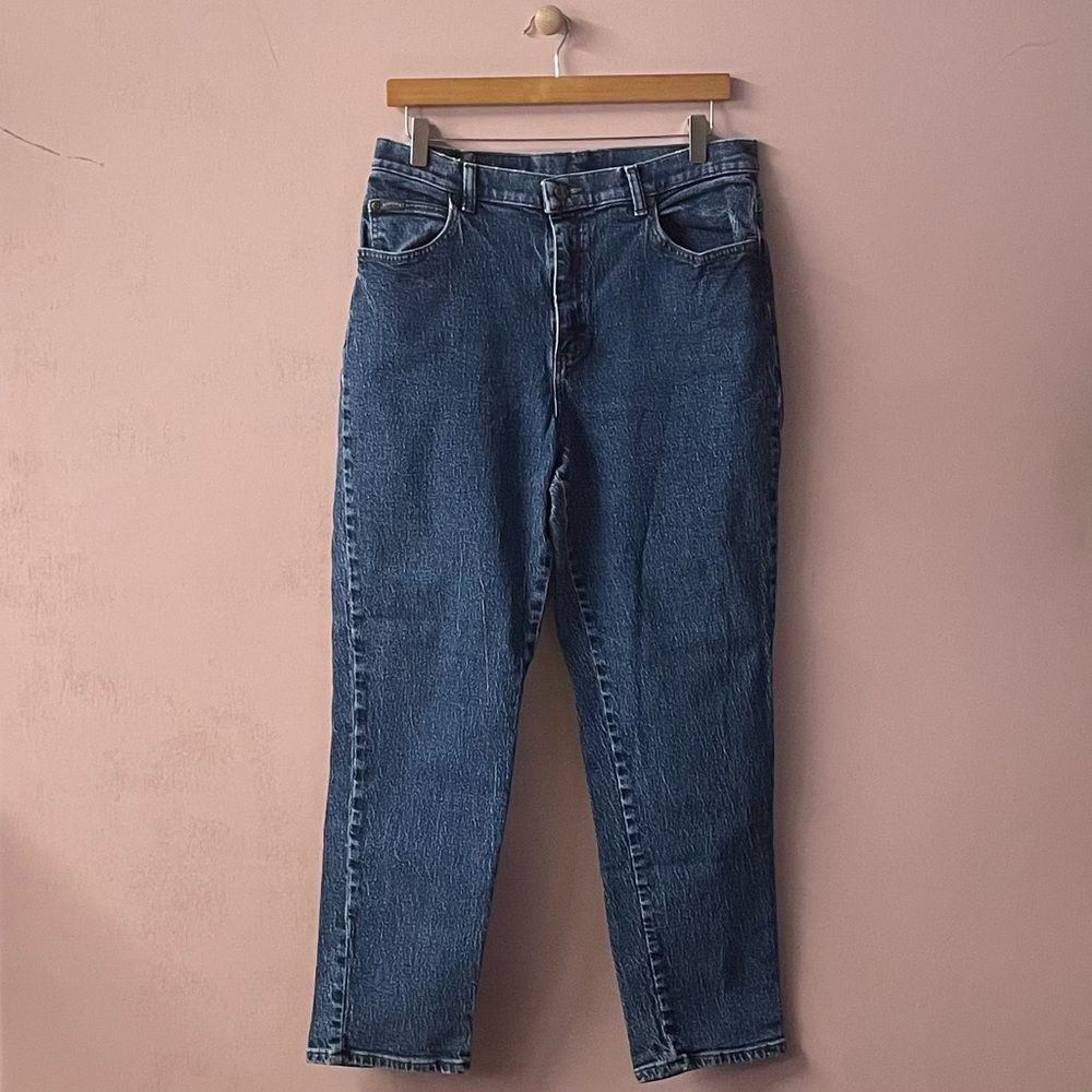 Vintage Lee Riders Medium Dark Wash Blue Tapered Leg Jeans Size 14 P GUC